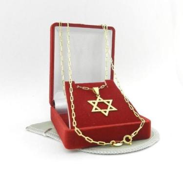 Imagem de Corrente Masculina 70Cm 2Mm + Estrela Folheado Ouro Cr546 - Wnbijouter