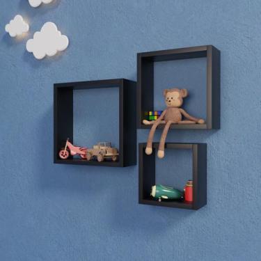 Imagem de Trio De Nichos quadrado 30/25/20mdf preto 10cm - STRAUB