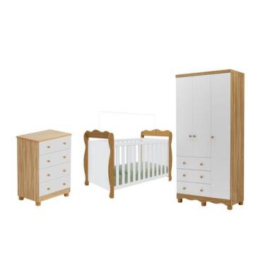 Imagem de Quarto Completo Bebe Moveis Peroba Lisi Junior 03 portas MDF, Branco A