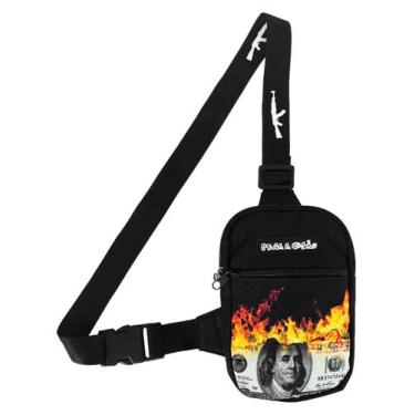 Imagem de Mini Bolsa Lateral Shoulder Bag Masculina Pega Visão Fogo Dollar Ak - 