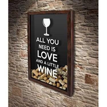 Imagem de Quadro Porta Rolhas All you need is Love 2 - Quadro Novo, Marrom, 30x4