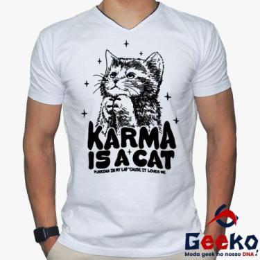 Imagem de Camiseta Taylor Swift 100% Algodão Karma is a Cat Pop Geeko, Branco go