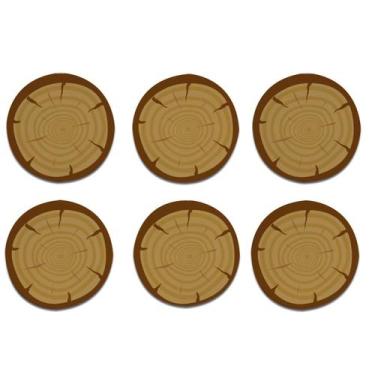 Imagem de Kit 6 Porta Copos Criativos Tronco De Árvore - Geek Vip , Marrom
