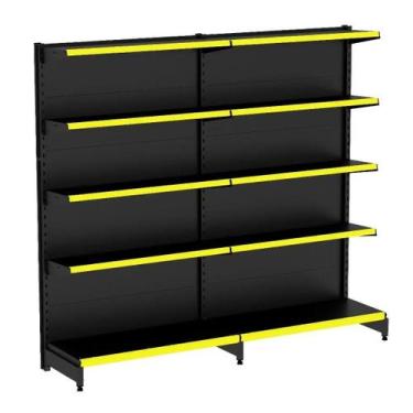 Imagem de Gondola Parede 196 Amapa Flex 60 Kit 2 Metros Preto Fx Amarelo - Amapá