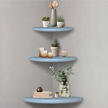 Imagem de KIAGA, Kit Prateleira de Canto de Parede Colorido em Mdf Laqueado Cor:AZUL CANDY;Tamanho:ÚNICO