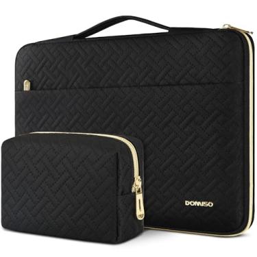 Imagem de DOMISO Capa para laptop de 14 polegadas, impermeável, à prova de choque, bolsa de transporte para computador com alça e bolsa de acessórios pequena compatível com MacBook Air de 14 polegadas HP Dell