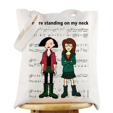 Imagem de G2TUP Daria 90s TV Show Tote Bag Daria & Jane Fans Gift You're Standing On My Neck Daria Bolsa de ombro Daria & Trent Merch, You're Standing on, 9.05 x 6.69 x 3.39 inches