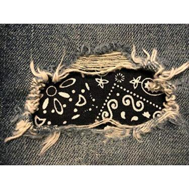 Imagem de Patches de tecido bandana Peek-A-Boo Iron ON da Holey Patches em cores/tamanhos variados (preto, 10 x 17,78 cm (conjunto de 2))