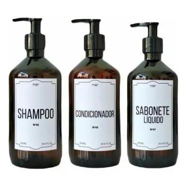 Imagem de Kit Frasco Ambar Pet Shampoo Sabonete Líquido e Condicionador 3pçs - C