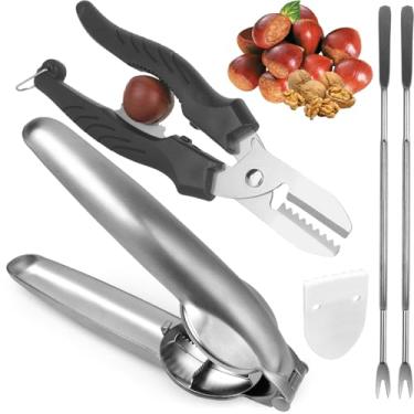 Imagem de Anwenk Conjunto de ferramentas para cortador de castanha, 2 unidades, clipe aberto de castanha, descascador, biscoito de noz-pecã, nogueira, alicate de aço inoxidável 304, utensílios de cozinha com 2