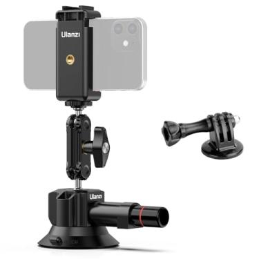 Imagem de UURig SC-01 Suporte de sucção de 7,6 cm para câmera de ação vlogging com braçadeira de smartphone compatível com DJI OSMO Pocket 3/OSMO 360/Insta 360 x5/iPhone 16 15 14 13 Pro Max, janela de