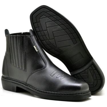 Imagem de Bota Botina Country Masculino Montaria Rodeio Em Couro Latego Preto So