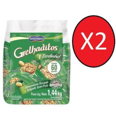 Imagem de Kit 2 Pct Amendoim Grelhaditos s/ pele Santa Helena 60x24g - 1,440KG