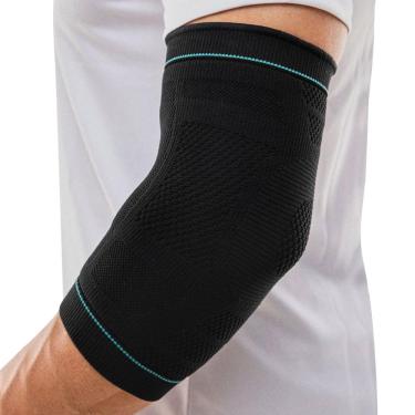 Imagem de Cotoveleira N1 Sport Linha Fisio Poliamida Preta e Azul-GG