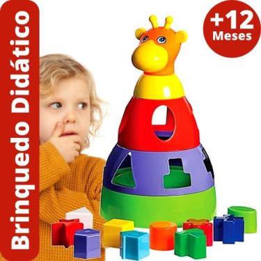 Imagem de Brinquedo Educativo Girafa Didática Blocos de Montar e Empilhar - Bk