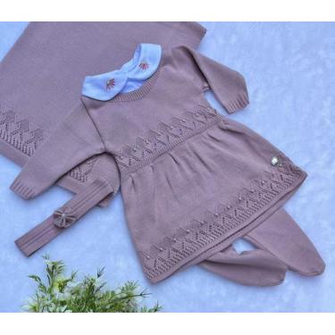 Imagem de Saída de maternidade menina vestido Gabriela tricot 5 peças - Tamine, 