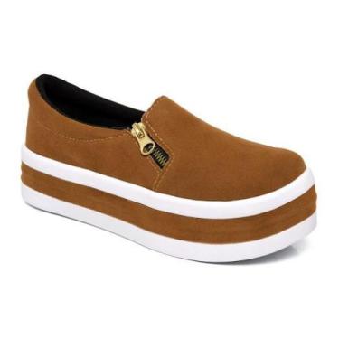 Imagem de Tenis Slip On Iate Feminino Com Zíper Lateral De Plataforma Alta - Pos
