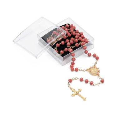 Imagem de Terço Cristal Vidro 6/5 mm Nossa Senhora Graças Rosa - Santa Clara