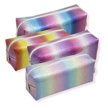Imagem de Estojo Escolar Juvenil Feminino Com Glitter Degradê Colorido - Yins