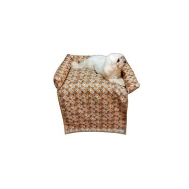 Imagem de Colchonete pet luxo para sofá, com zipper, cor marrom geométrico - Kar