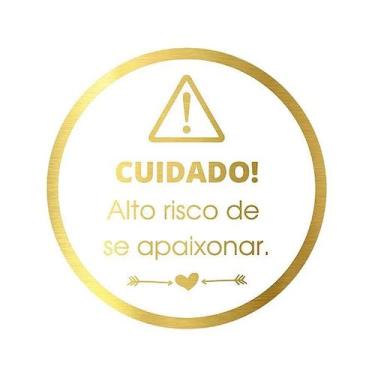 Imagem de Adesivo "Cuidado Perigo de se Apaixonar" - Ref.2024 - Hot Stamping - D