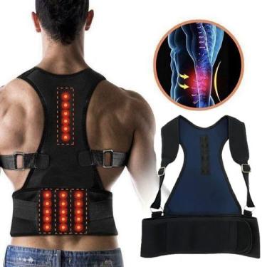 Imagem de Cinta Colete Corretor Postura Coluna Lombar Terapia Magnético - Aoyama