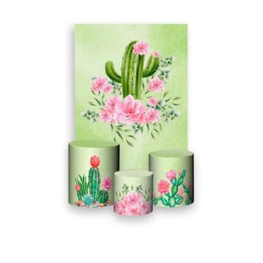 Imagem de Painel De Festa Vertical 1,50 x 2,20 + Trio De Capas Cilindro - Cacto 