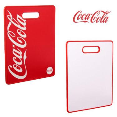 Imagem de Tabua de corte de plastico retangular para churrasco / carne coca-cola