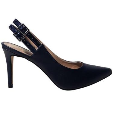 Imagem de Scarpin Feminino Napa Slingback com Duas Fivelas Salto 9cm - Ana Kross
