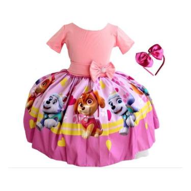 Imagem de Vestido Luxo Infantil Festa Meninas Patrulha Canina Tiara - Pingo de G