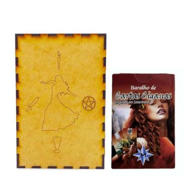 Imagem de Kit Baralho de Cartas Ciganas e Porta Tarô Caixa Madeira - Flash