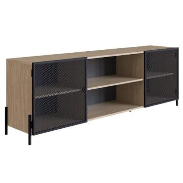 Imagem de Rack Para TV Até 70 Pol. 2 Portas Pés Metálicos York Hanover/Preto - A