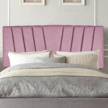 Imagem de Painel Estofada Bélgica 90 cm Solteiro Quarto para Cama Box Suede Rosa