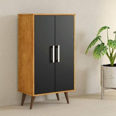 Imagem de Armário Multiuso 2 Portas Lincon Yescasa Marrom/Preto
