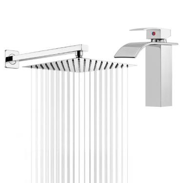 Imagem de Kit Torneira Banheiro Monocomando Bica Baixa Alta E Ducha Prata - Holt