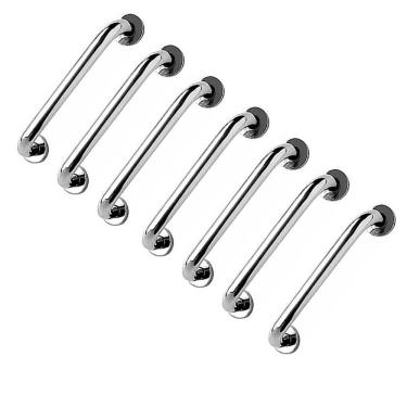 Imagem de Barra de Apoio 40cm Alça Inox Kit 7 Unidades Idoso Gestante Cadeirante Banheiro Box Casa Segurança Suporte Corrimao Acessibilidade