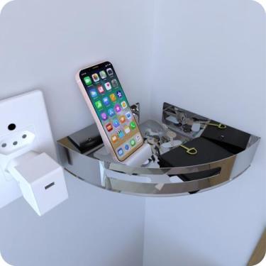 Imagem de Prateleira de Canto Para Quarto Inox Brilhante Multiuso - Cromoshop