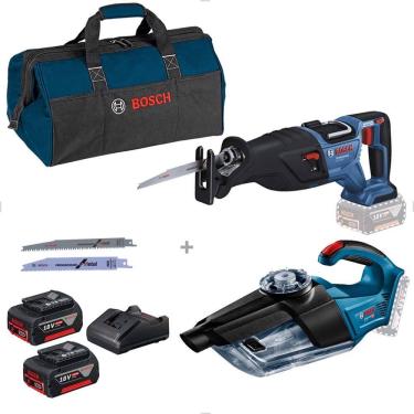 Imagem de Kit Serra Sabre e Aspirador de Pó + Bolsa + 2 Baterias e Carregador Bosch