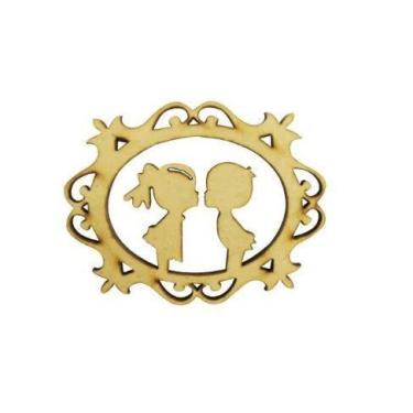 Imagem de Kit 110 Apliques Casal com Moldura Enfeite 7x5,5 Mdf Madeira - ATACADÃ
