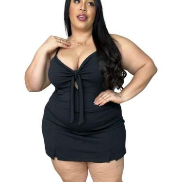 Imagem de Macaquinho Plus Size de Alça Short Saia detalhe de Fenda 0385 - Belluc