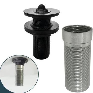 Imagem de Valvula Lavatorio Preta 7/8 com Prolongador Inox para Banheiro Ralo de