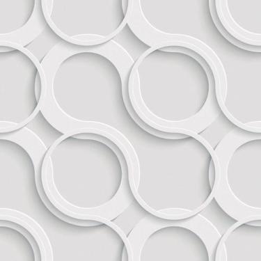 Imagem de Papel de Parede Adesivo Círculos Efeito 3D Branco Gesso Moderno Quarto