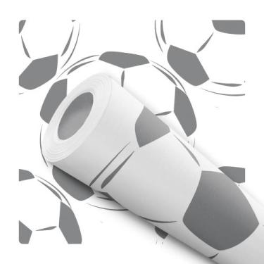 Imagem de Papel De Parede Adesivo Lavável Menino Bolas Futebol Quarto Cinza Bran