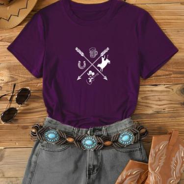 Imagem de Blusa Modinha Agro Country Flechas Cowboy Faroeste Show Cavalos Rodeio