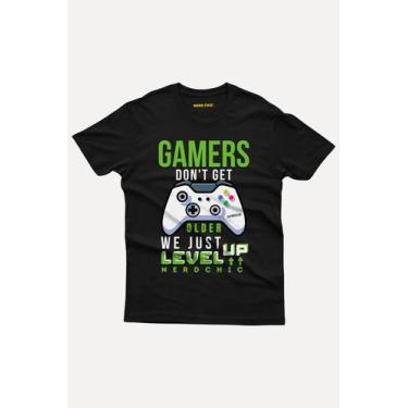 Imagem de Camiseta Gamers Don't Get Older We Just Level UP  Nerd Chic, P, Preto
