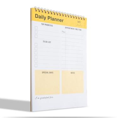 Imagem de Caderno planejador diário, bloco de notas para fazer lista, caderno espiral, sem data - 52 folhas - 16,5 cm x 24,9 cm lista de verificação, cadernos para trabalho, bloco de notas organizador pessoal,