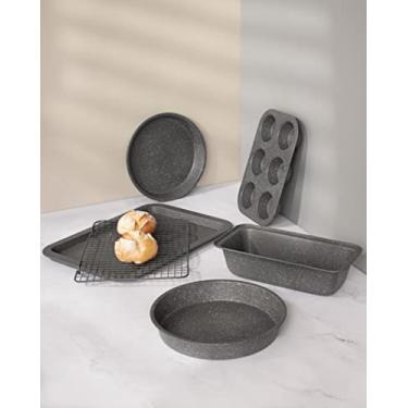 Imagem de OSTER Conjunto de Assadeiras Antiaderentes 6 Peças com Grelha Greystone - Construção Resistente de Aço Carbono e Revestimento Antiaderente, Assadeira com Aba