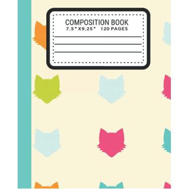 Imagem de Caderno de composição de raposa fofa: caderno de papel pautado largo | Padrão de cabeça de raposa colorida | Caderno de exercícios pautado largo em branco para meninas, meninos, crianças, adolescentes e estudantes (19 x 24 cm, 120 páginas)