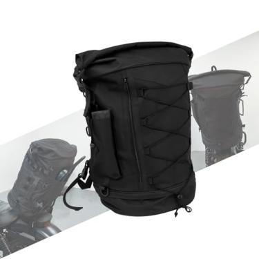 Imagem de HCmotorku Bolsa de viagem para motocicleta Sissy Bar, bolsa de viagem de grande capacidade, expansível, 50 a 80 L, com capa de chuva e alça de ombro, ajuste universal para Harley Yamaha, Suzuki,