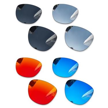 Imagem de Combine8 4 pares de lentes de reposição ploarizadas para óculos de sol Oakley Frogskins OO9013/Frogskins LX OO2043/Frogskins Mix OO9428/Frogskins Range OO9284 - preto + titânio prata + azul gelo +